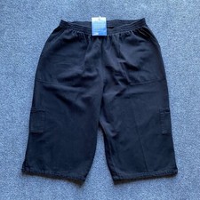NEW Sea Breeze Pants Womens Large Black Cropped Pocket Elastic Waist Made in USA