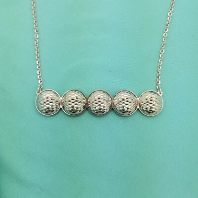 Italian Made Sterling Silver Diamond Cut Circle Bar Pendant  Necklace-Retail300