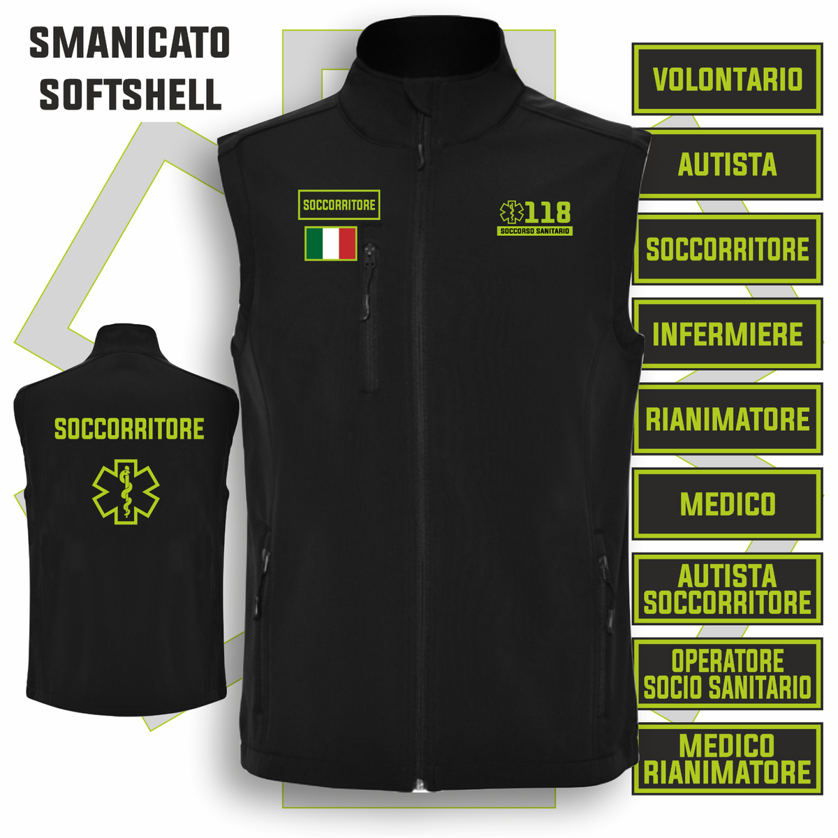 118 smanicato softshell giacca gillet pubblica assistenza pronto