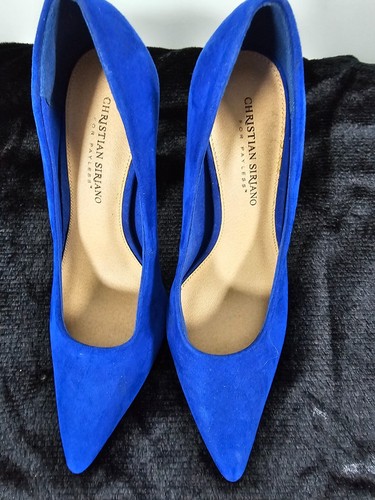 Christian Siriano for Payless Faux Suede Heels Cobalt Blue Size 9 - Picture 2 of 13