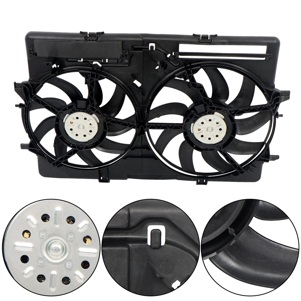 For Audi A5 Q3 A6 A4 Q5 2.0L L4/3.0L 3.2L V6 Dual Radiator Cooling Fan Assembly - Imagem 4 de 4
