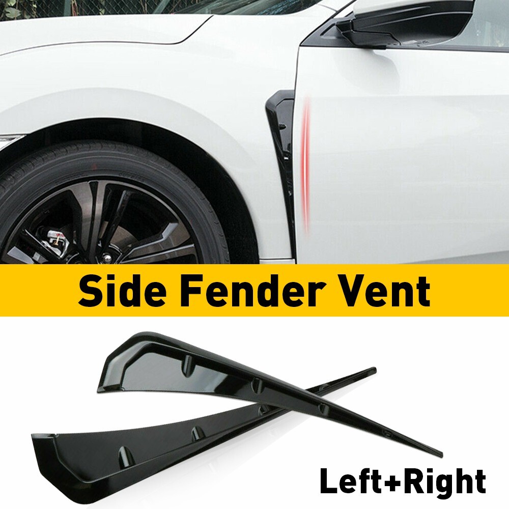 3D Gloss Black Universal Car Fender Blade Side Gills Shark Vent Trim