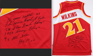 Maillot Dominique Wilkins Dédicacé Hawks, Certifié Beckett