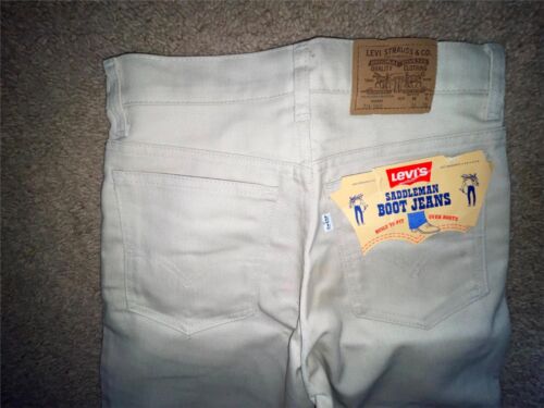 VTG 70S 80S NEW BOYS KIDS 27 X 28 LEVIS SADDLEMAN BOOT KHAKI JEANS - Picture 1 of 9