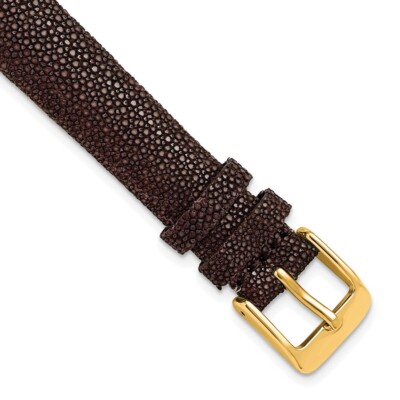 DeBeer 16mm Genuine Stingray Brown Gold-tone Buckle Watch Band