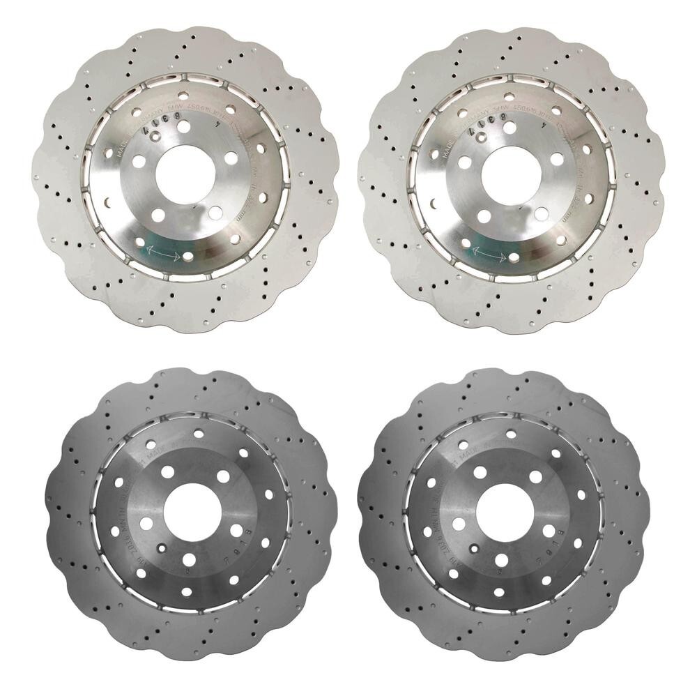 SHW Performance OEM Front & Rear Wavy Drilled Brake Disc Rotors Kit for Audi R8