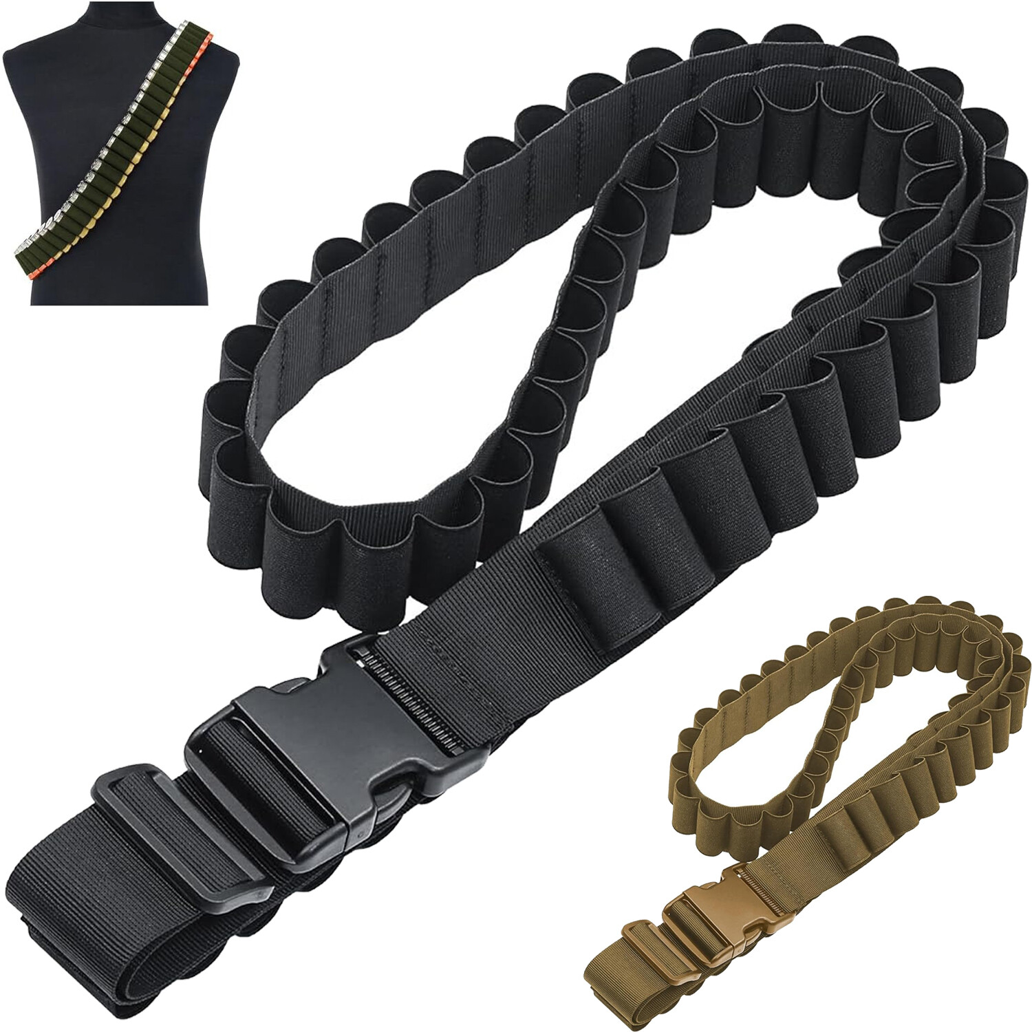 Tactical Shotgun Shell Ammo Belt Quick Release Holds 27 Shells