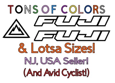 3 Pc. Fuji Bikes OUTLINE Die-Cut Vinyl Decals (Custom Szs ALWAYS Available Too!)