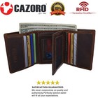 Cazoro Mens RFID Blocking Hunter Leather Credit Card ID Trifold Wallet