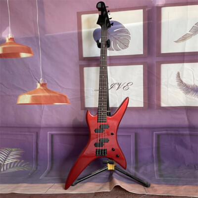 New Red 4 String NJ Series Stealth Electric Bass Guitar Solid Rosewood Fretboard