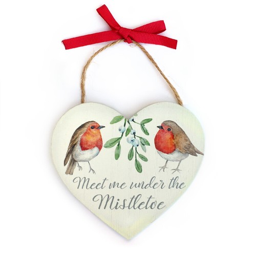 Robin Hängen Familie Zuhause Vogel Weihnachtsbaum Holz Herz Aufhänger Plakette Schild Geschenk - Bild 22 von 23