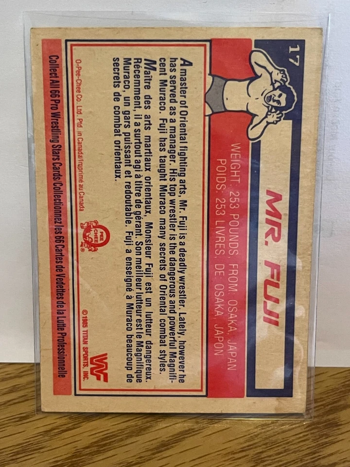1985 O-Pee-Chee Mr. Fuji #17 WWF wrestling card - Image 2 of 2