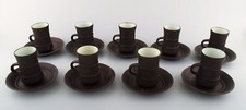 Jens H. Quistgaard, Flamestone. Neuf tasses à café / moka avec soucoupes