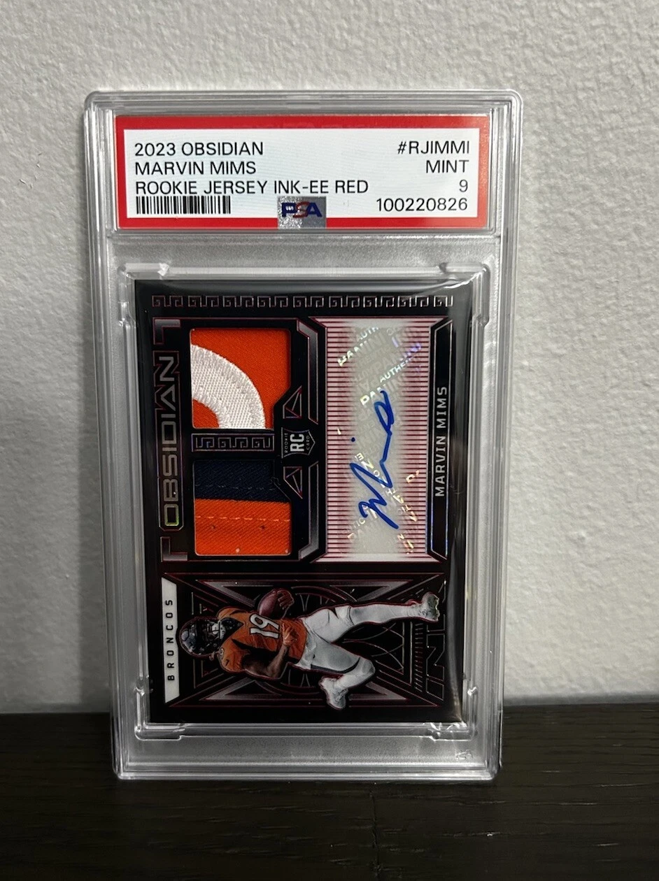 Marvin Mims Panini Obsidian Rookie Jersey Ink #RJIMMI Electric Etch Red
