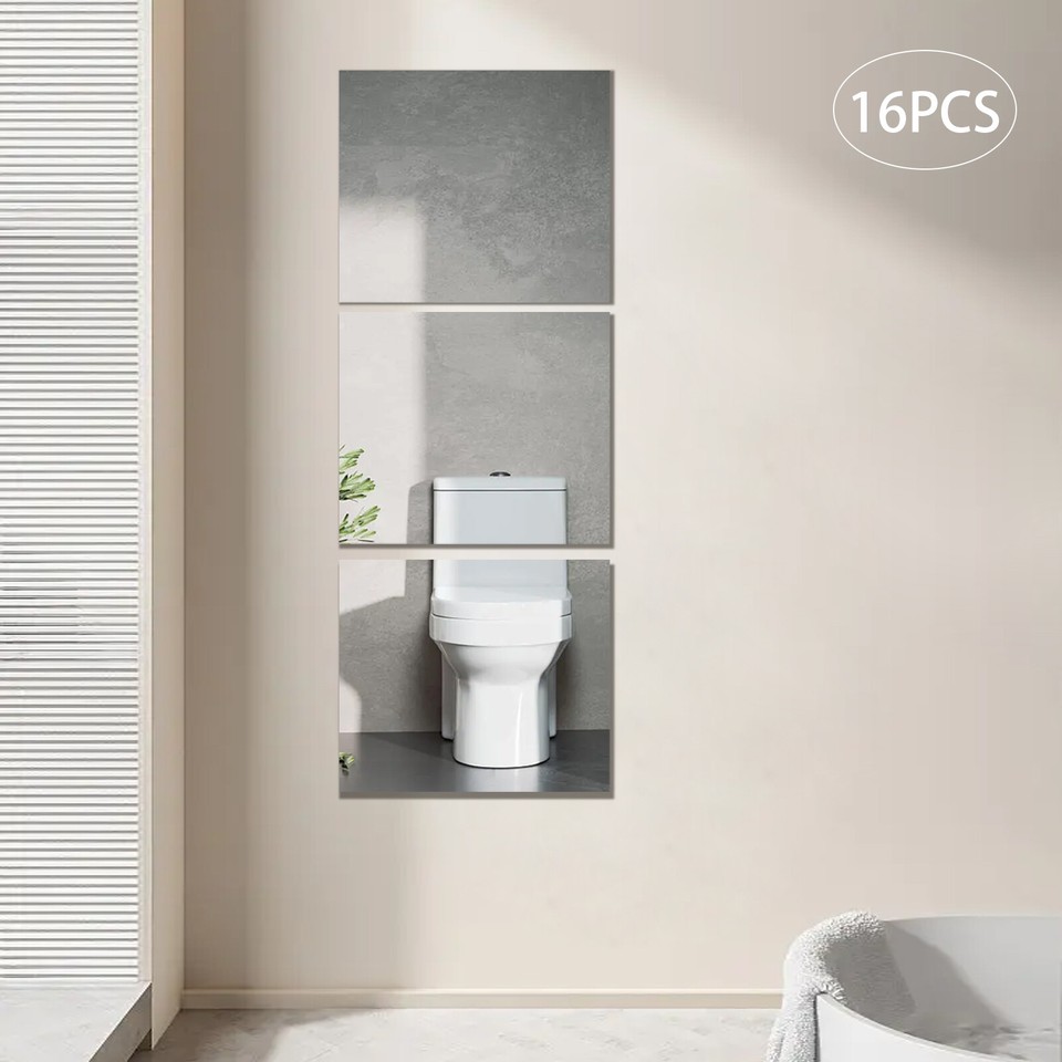 Acrylic Selfadhesive Frameless Wall Mirror Tiles Decor 14'' x 12