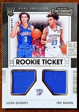 Josh Giddey Tre Mann 2021-22 Contenders Rookie Ticket Dual Swatch RC OKC Thunder