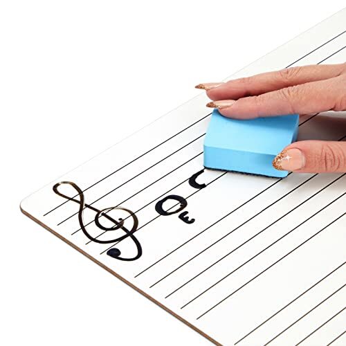 12 Pack Music Staff Whiteboards with Erasers, Dry Erase Lapboards (9 x