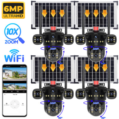 Solar Battery Powered Wireless WiFi Outdoor Pan/Tilt Home Security Camera System