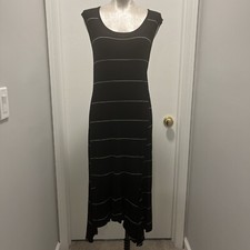 Adrianna Papell Womens XXL Black Maxi Casual T-Shirt Tank Dress Viscose striped