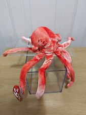 Ty Beanie Baby Wiggly 8 legged Pink Squid Brand New w/Mint Tags In A Clear Cage