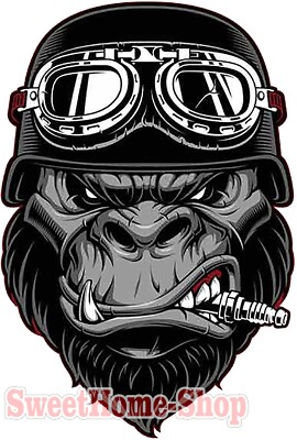 Biker Gorilla Aufkleber Bike Sticker Affe Monkey Moto MC Tablet Laptop Tuning