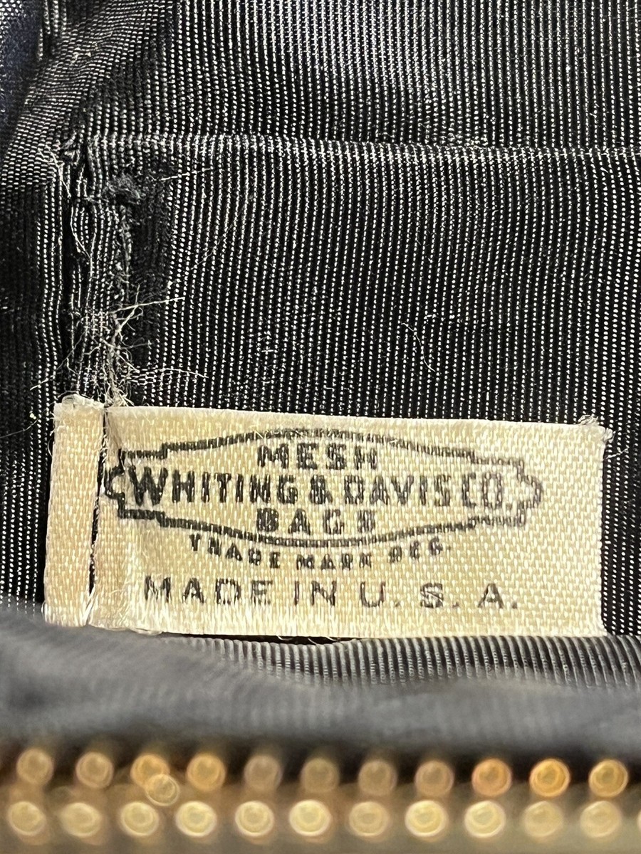 Whiting&Davis ホワイティング&デイビススカーフ ゴールド 70年代 Vintage Whiting and Davis Co. Black Bead and Gold Metal Mesh