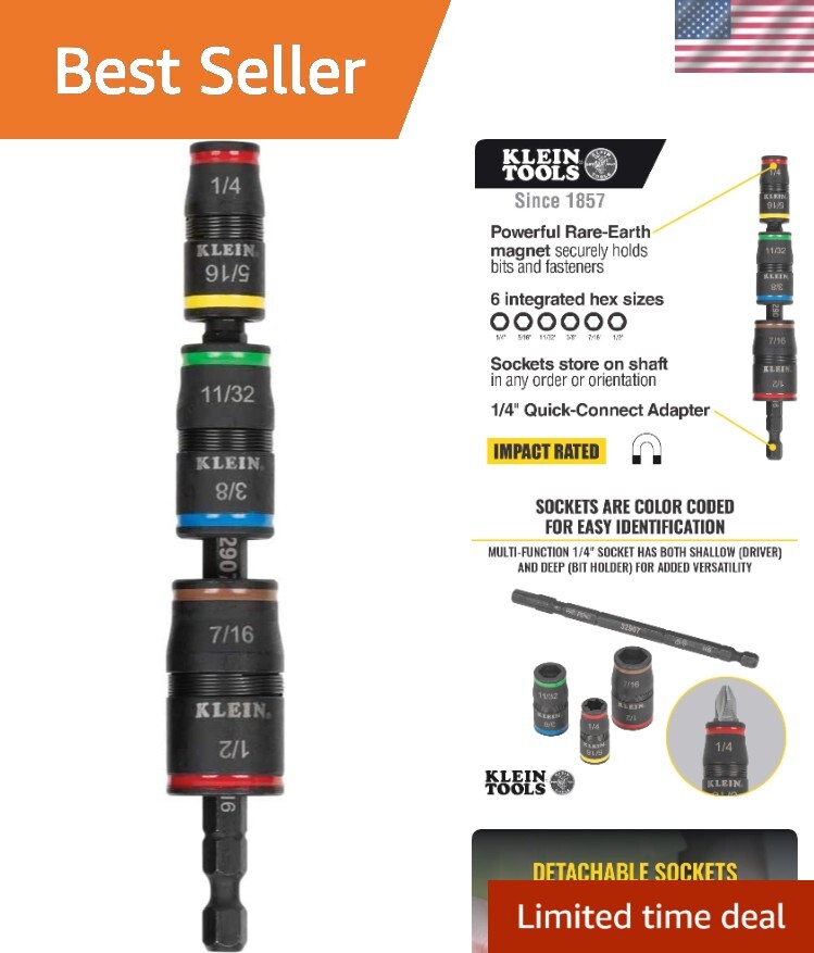 Impact Rated 7-in-1 Flip Socket Set with Detachable Sockets & Color Coded Sizes