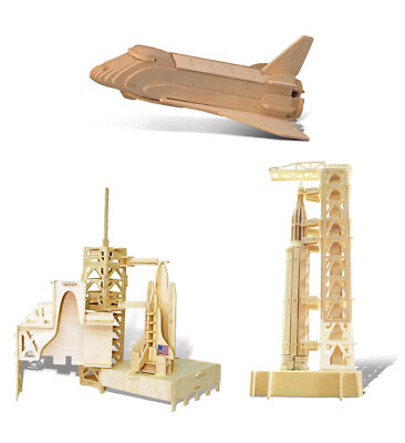 3D Puzzles - Space Crafts: Space Shuttle, Saturn V, & Shuttle Launch Wooden 3D P