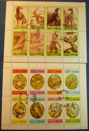 DHUFAR Cinderella Sheets 1973 Birds Col 1973-05 | 1980 Dinosaurs Col 1980-01 32 - Picture 1 of 2