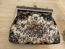 Vintage 1950s Victorian Floral Tapestry Handbag