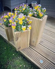 Set Of 4 Stepped Planters Wooden Decking Planters Tierd Free Standing Garden 