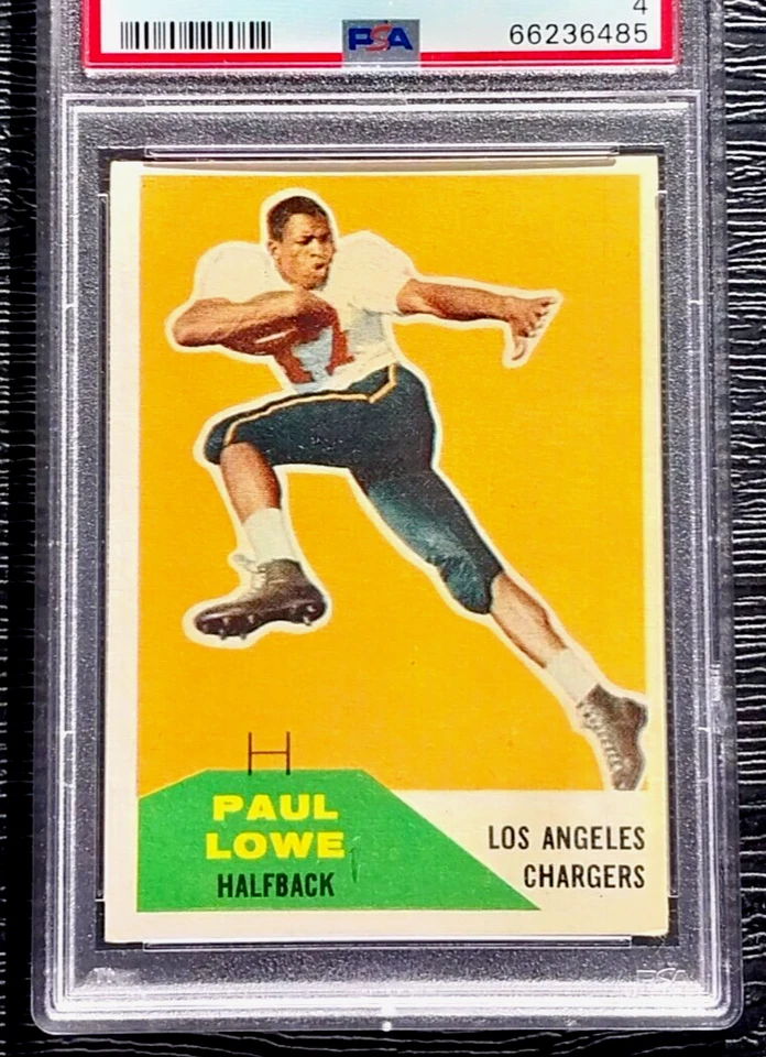1960 FLEER PAUL LOWE ROOKIE FOOTBALL CARD #76 **NO CREASES** *SHARP* PSA 4 VGEX - Image 3 of 4