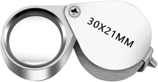 Jewelers Loupe Magnifier Pocket Foldable 30x 21mm Jewelry Eye Silver 