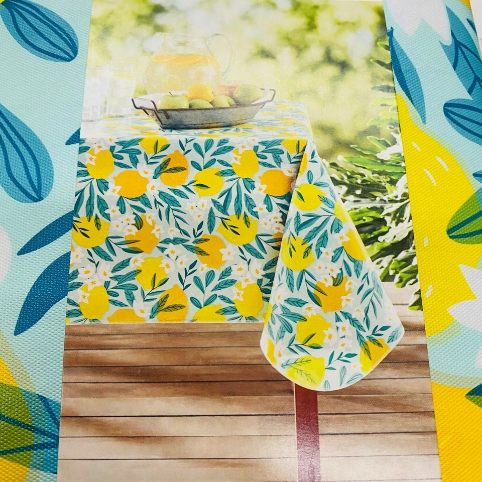 Mainstays Summer Lemons Lemon PEVA Vinyl Rectangle Tablecloth 60" x 84" - Image 2 of 3