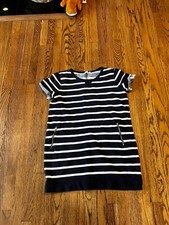 Gap Large Short Sleeve T Shirt Dress 100% Cotton Blue STriped