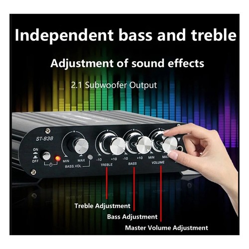 -838 HIFI Amplifier 2.1 Channel Car MP3 AUX Input High and Low Bass9536 - Bild 2 von 10