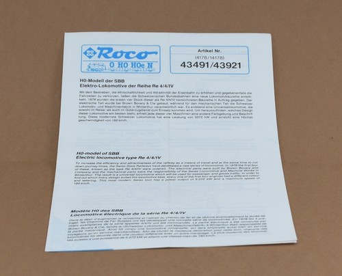 Roco 43491 Betriebsanleitung Re 4/4 | Zustand: Gebraucht