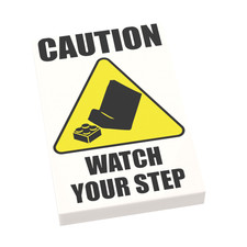 LEGO® Fliese 2x3: WATCH YOUR STEP Schild (custom print)