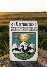 Darkehmen Ostpreu&szlig;en Preu&szlig;en Wappen Schild Vintage Retro Schild Alu Druck