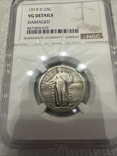 1919 d standing liberty quarter NGC Vg Details Damaged