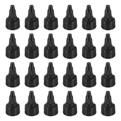 24Pcs Twist Top Caps 20/410 Plastic Squeeze Bottle for Glue Dispensing Black
