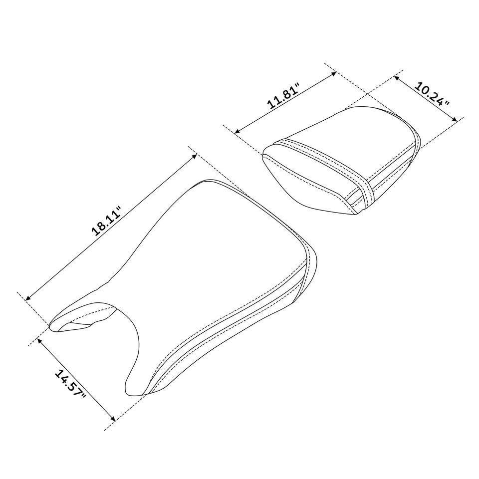 Driver & Passenger Seat Fit For Yamaha YZF R6 2003-2005 YZF R6S 2006-2009 Black - Image 3 of 4