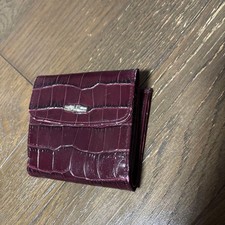 Longchamp Bi-fold Wallet Burgundy Leather Snap Button 18cm Used Vintage