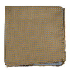 NWOT Italo Ferretti Brown w Woven Blue Squares Silk Pocket Square Italy 14"