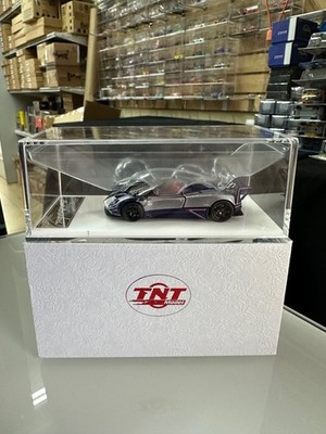 PAGANI ZONDA ARRIVEDERCI SILVER BLUE HOOD COMES OFF 1/64 CAR BY TNT MODELS