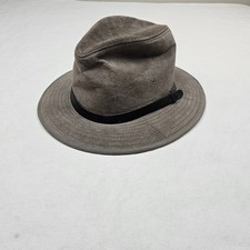 Vintage Henschel Hat Mens Small Safari Leather Fedora Cap Charcol USA Made