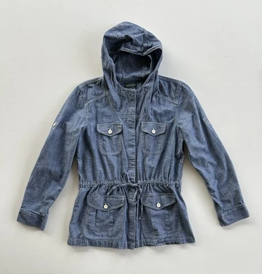 LRL Ralph Lauren Jeans Co Chambray Denim Hooded Jacket Blue Women’s Size Medium - Image 1 of 4