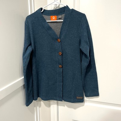Merrell Sweater Womens Large Blue Wool Blend Cardigan Outdoors Jacket 3 Button