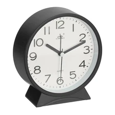 5.1" Analog Alarm Clock, Small Desk Clock for Bedside, Black