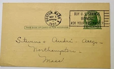 1 Cent Postal Card, 1937, Pre-printed by Boston MA Land Court